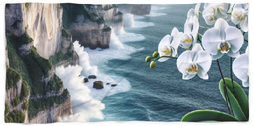 Orchids Over the Sea  Beach Towels