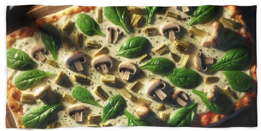 Pizza with White Sauce Beach Towels