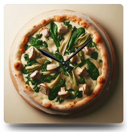 Pizza with White Sauce Clock