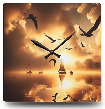 Sunrise Seagulls Clock