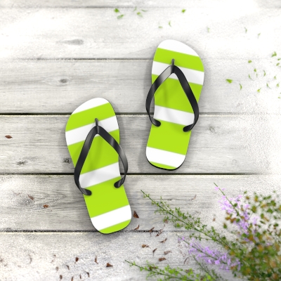 Green Stripe Flip Flops