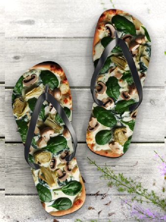 Pizza with White Sauce Flip Flops