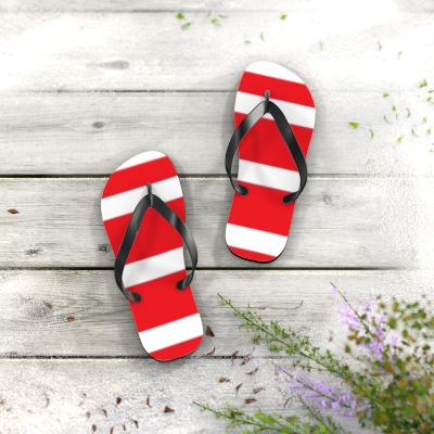 Red Stripe Flip Flops
