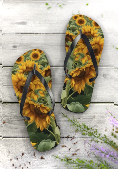 Sunny Days and Sunflowers Flip Flops