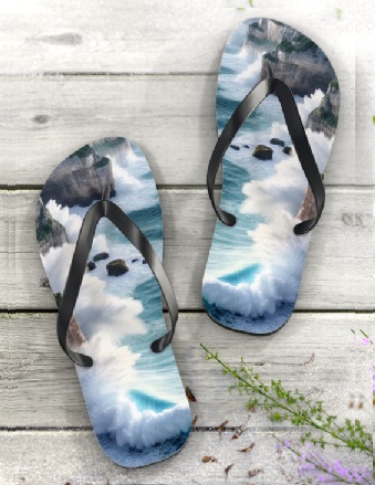 Waves On Cliffs Flip Flops
